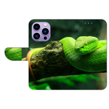 Flipcase Schutzhülle Backcover Etui für iPhone 16 Pro Bilddruck Grüne Schlange  