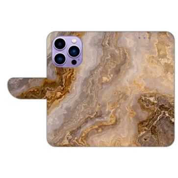 Flipcase Schutzhülle Backcover Etui für iPhone 16 Pro Bilddruck Marmor Braun