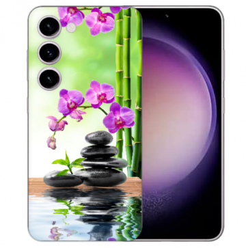 Handy Hülle TPU Fotohülle Bilddruck  Orchidee Bambus und Basaltsteine für Samsung Galaxy S24 (5G) Handy Hülle TPU Fotohülle Bilddruck  Orchidee Bambus und Basaltsteine für Samsung Galaxy S24 (5G)