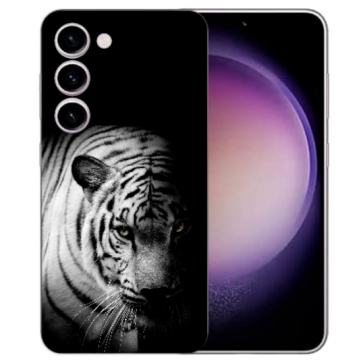 Silikon Foto für Samsung Galaxy S24 (5G) Etui Handy Hülle Fotohülle Bilddruck Tiger Schwarz Weiß Silikon Foto für Samsung Galaxy S24 (5G) Etui Handy Hülle Fotohülle Bilddruck Tiger Schwarz Weiß