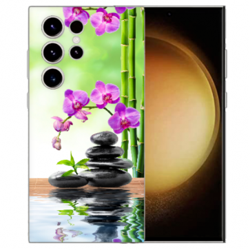 TPU Personalisierte für Samsung Galaxy S25 Ultra Bilddruck Orchidee Bambus und Basaltsteine