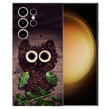 Silikon TPU Personalisierte Tasche für Samsung Galaxy S25 Ultra Bilddruck Kaffee Eule 