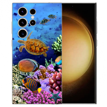 Silikon TPU Handy Tasche für Samsung Galaxy S25 Ultra Bilddruck Aquarium Schildkröten