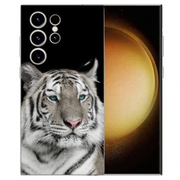 Schutzhülle Silikon TPU Cover Case Foto Hülle Tiger für Samsung Galaxy S24 Ultra Schutzhülle 