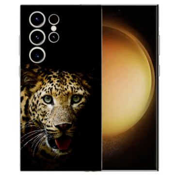 Silikon Individuelle Schale Cover Case TPU für Samsung Galaxy S24 Ultra Foto Hülle Leopard 