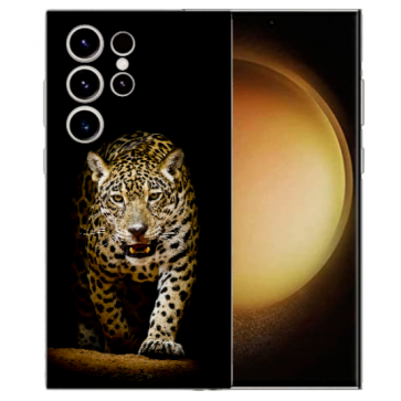 Silikon Schutzhülle Schale TPU für Samsung Galaxy S24 Ultra Foto Hülle Leopard bei der Jagd Cover Case