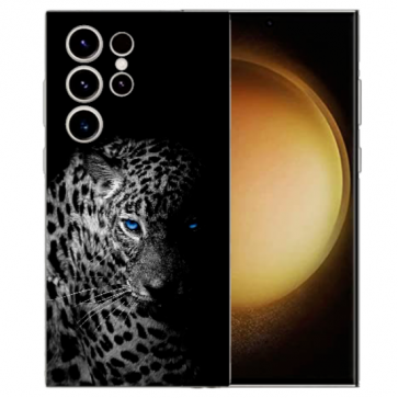 TPU Schutzhülle Bilddruck Leopard mit blauen Augen für Samsung Galaxy S25 Ultra Cover 