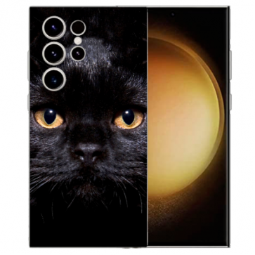 Silikon Schutzhülle Case Bilddruck Schwarz Katze für Samsung Galaxy S25 Ultra Cover 