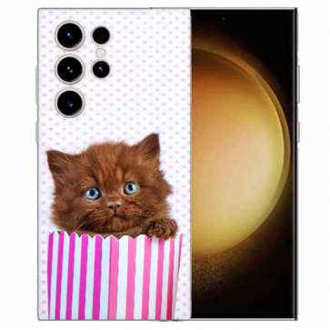 Silikon Schutzhülle Case für Samsung Galaxy S25 Ultra mit Bilddruck Schwarz Katze 