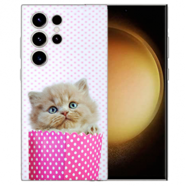 Silikon Schutzhülle Cover Case Fotodruck Kätzchen Baby für Samsung Galaxy S23 Ultra (5G)