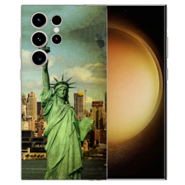 Schutzhülle Silikon Hülle TPU Case für Samsung Galaxy S24 Ultra Freiheitsstatue Bilddruck Etui 