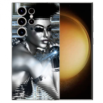 TPU Silikon Schutzhülle Cover für Samsung Galaxy S23 Ultra (5G) Bilddruck Robot Girl 