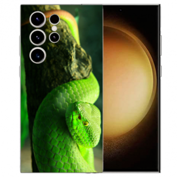 TPU Schutzhülle mit Bilddruck Grüne Schlange für Samsung Galaxy S25 Ultra Etui