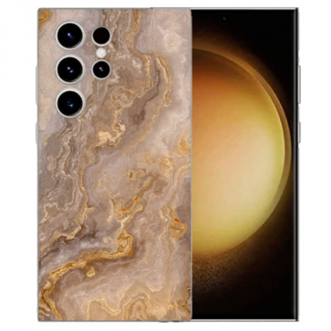 Silikon Schutzhülle für Samsung Galaxy S25 Ultra mit Bilddruck Marmor Hellbraun Cover