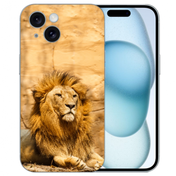 Schutzhülle Backcover Silikon Etui Fotodruck Löwe für iPhone 15 Case 