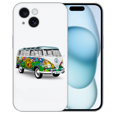 TPU Hülle Selbst Gestalten mit Fotodruck Hippie Bus für iPhone 15 Plus Cover Case