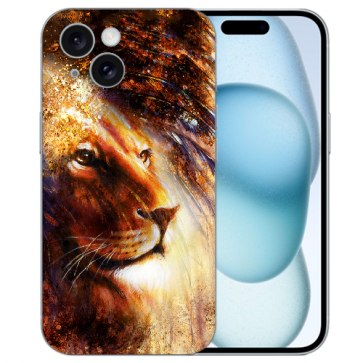 TPU Schutzhülle mit eigenes Fotodruck Löwenkopf Porträt für iPhone 15 Back Cover