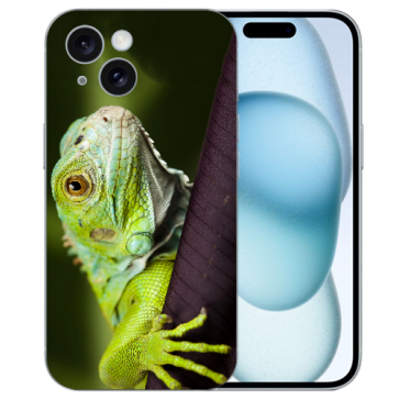 Personalisierte TPU Handy Hülle mit Fotodruck Eidechse für iPhone 15 Plus Back 