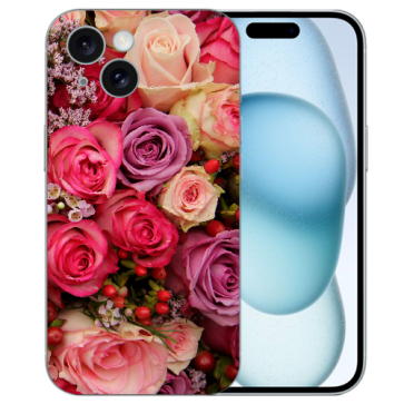 individuelle Handycover mit eigenes Fotodruck Rosen für iPhone 15 TPU Back Case