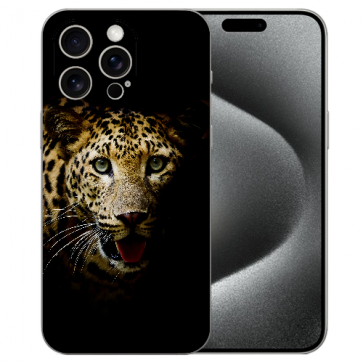 TPU Schutzhülle Handy Silikon Book für iPhone 16 Pro Max Fotodruck Leopard Cover Case 