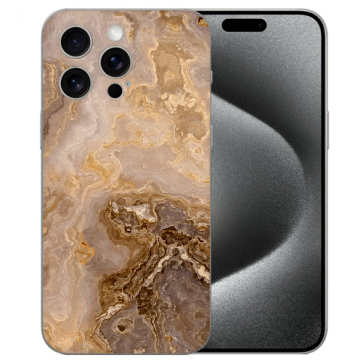 Flipcase TPU Schutzhülle für iPhone 16 Pro Book Schale mit Bilddruck Marmor Hellbraun 
