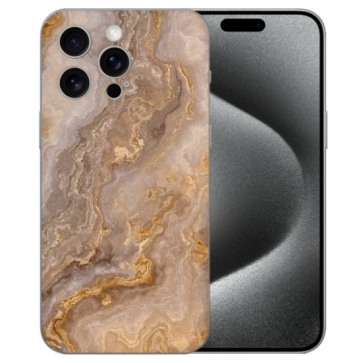 TPU Silikon Handy Schutzhülle für iPhone 15 Pro Max mit eigenem Bilddruck Marmor Hellbraun  TPU Silikon Handy Schutzhülle für iPhone 15 Pro Max mit eigenem Bilddruck Marmor Hellbraun