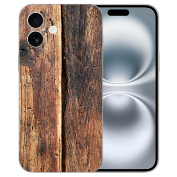 Personalisierte Silikon Handy Hülle Cover Case Etui Holzoptik Fotodruck für iPhone 16