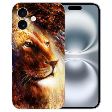 TPU Schutzhülle Handy Hülle für iPhone 16 Löwenkopf Porträt Fotodruck Etui