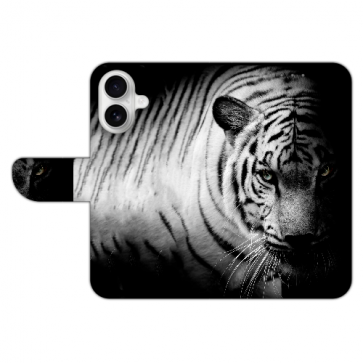 Personalisierte Schutzhülle für iPhone 16 Plus Backcover Bilddruck Tiger Schwarz Weiß