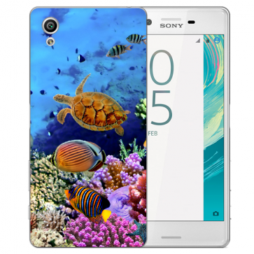 Sony Xperia XA Ultra TPU Hülle mit Fotodruck Aquarium Schildkröten