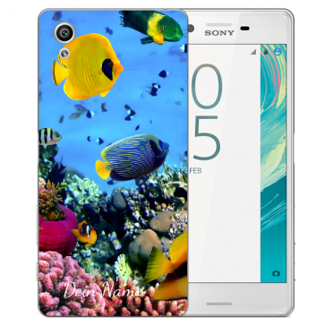 Sony Xperia X TPU Silikon Tasche mit Fotodruck Korallenfische Case 