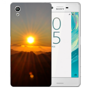 Sony Xperia X Silikon TPU Handy Hülle mit Fotodruck Sonnenaufgang