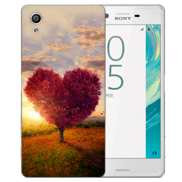 Silikon TPU Hülle für Sony Xperia XA mit Foto Druck Herzbaum Schutzhülle 