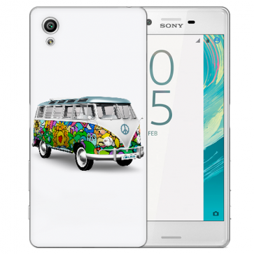 Silikon Handy Hülle mit Fotodruck Hippie Bus für Sony Xperia X 