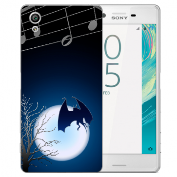 Silikon TPU Hülle mit Foto Druck Fledermaus-mond für Sony Xperia XA