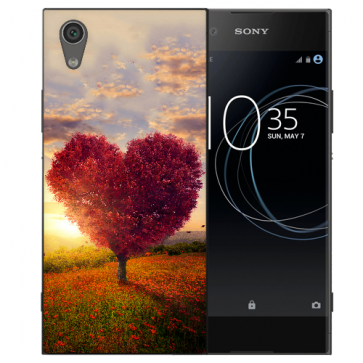 Silikon TPU Hülle mit Fotodruck Herzbaum für Sony Xperia XA1 Etui