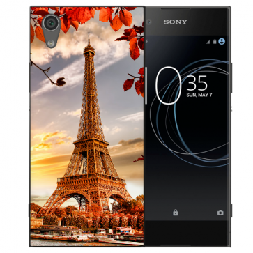 Silikon TPU Handy Hülle für Sony Xperia L1 mit Eiffelturm Bild Druck Etui