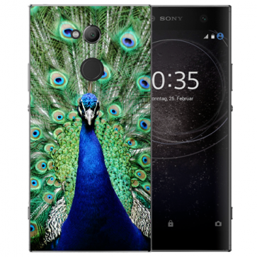 Sony Xperia XA2 Ultra Silikon TPU Hülle mit Foto Druck Pfau