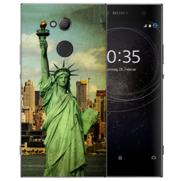 Handy Hülle Silikon TPU für Sony Xperia L2 mit Foto Druck Freiheitsstatue