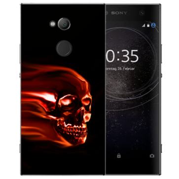 Handy Hülle Silikon TPU mit Fotodruck Totenschädel für Sony Xperia L2 