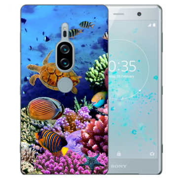 Sony Xperia XZ2 Premium TPU Hülle mit Fotodruck Aquarium Schildkröten