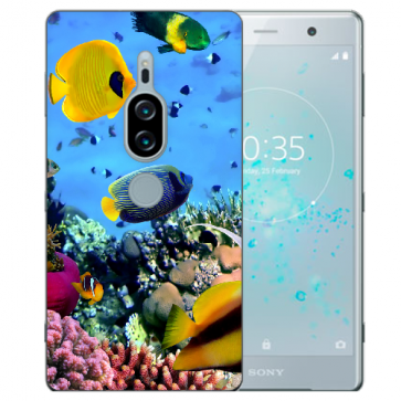 Sony Xperia XZ2 Premium TPU Silikon Hülle mit Fotodruck Korallenfische 