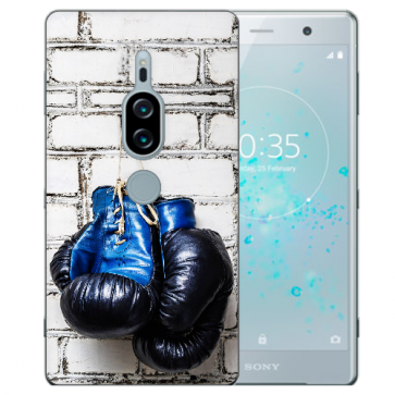 Sony Xperia XZ2 Premium Silikon Hülle TPU mit Fotodruck Boxhandschuhe 