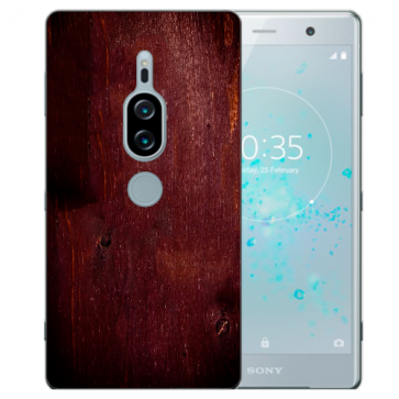 Sony Xperia XZ2 Premium Silikon Hülle mit Fotodruck Eichenholz -Optik 