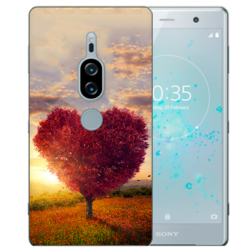 Hülle TPU mit Fotodruck Herzbaum für Sony Xperia XZ2 Premium Etui