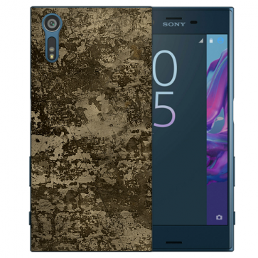 Sony Xperia XZS Silikon TPU Handy Hülle mit Foto Namendruck Braune Muster
