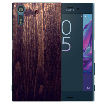 TPU Handy Hülle für Sony Xperia XZ Etui mit Fotodruck HolzOptik Dunkelbraun