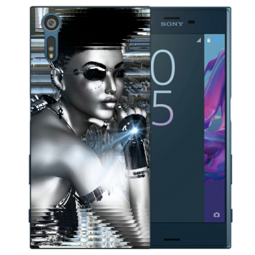 Sony Xperia XZS Silikon TPU Handy Hülle mit Robot Girl Fotodruck 