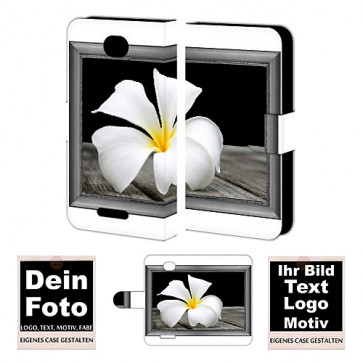 PU-Ledertasche für Sony Xperia E4 mit Foto und Text Druck 