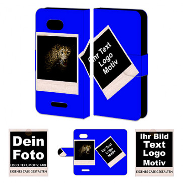 Schutzhülle Handytasche für Sony Xperia E4G mit Foto und Text Druck